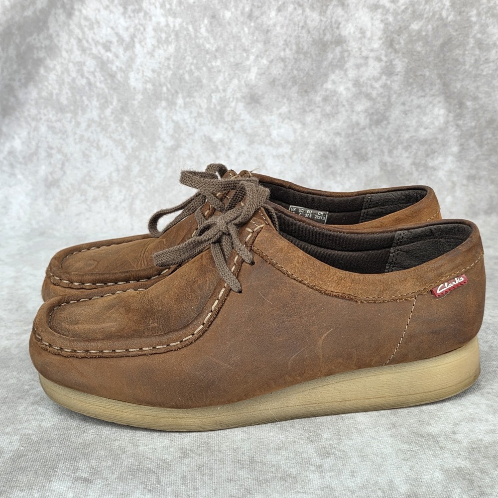 Clarks Originals Shoes Wallabee Womens  7 Brown Beeswax Leather Moccasin Loafer